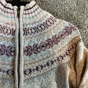 Vintage Colorful Zip-Up Turtle Neck Sweater